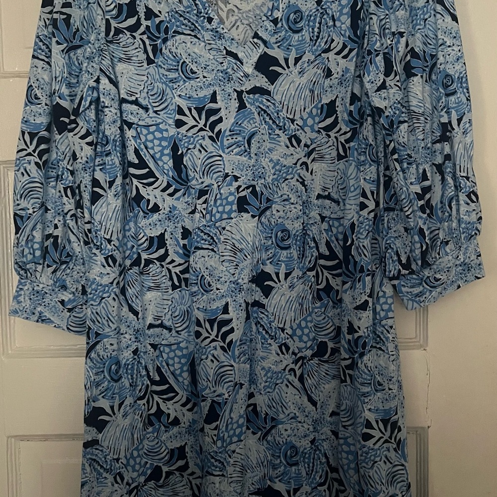 Lilly Pulitzer Cass Blue Floral Print Midi Dress